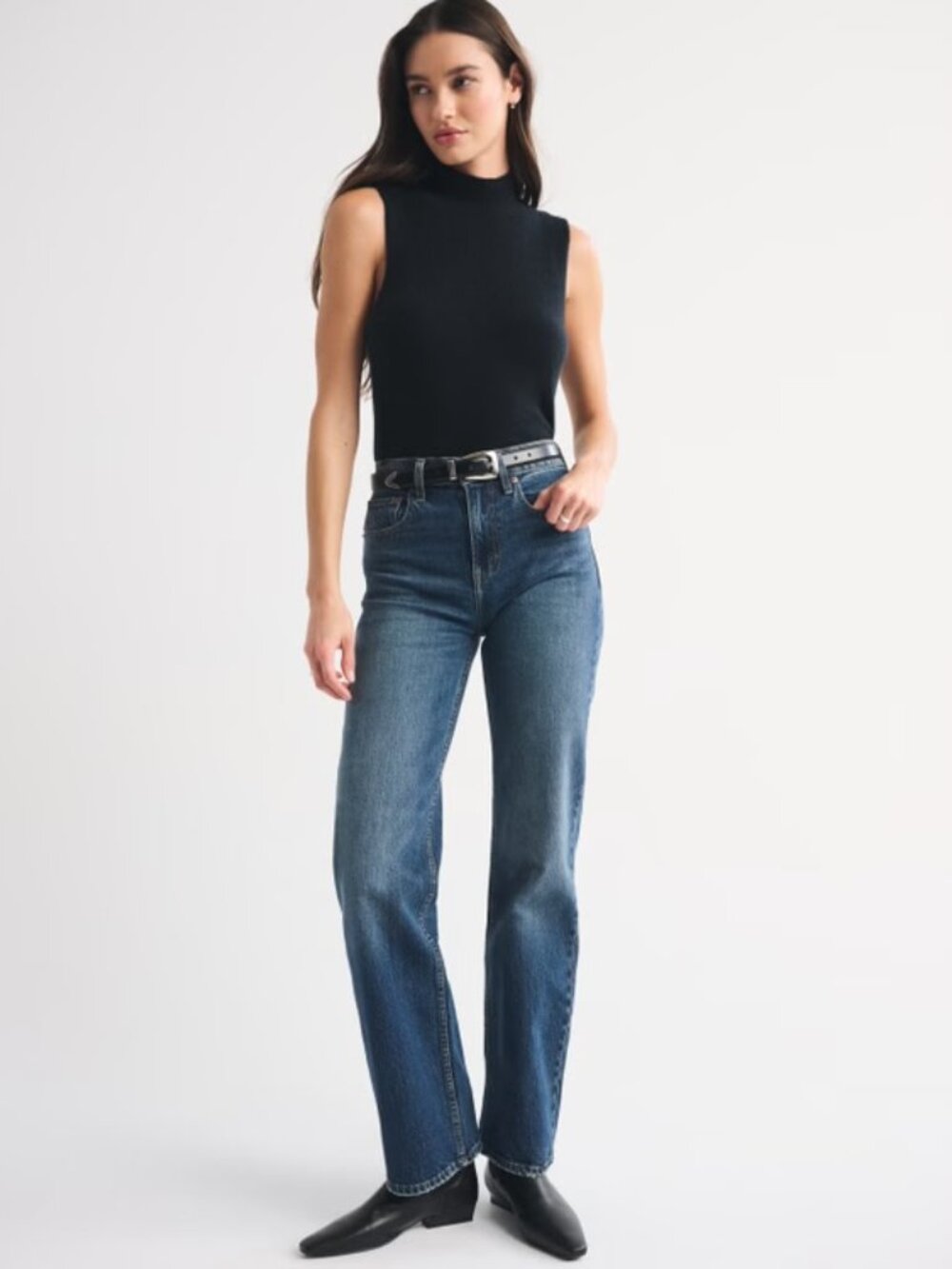 Abercrombie High Rise 90s Relaxed Jeans 24 Short Dark Wash